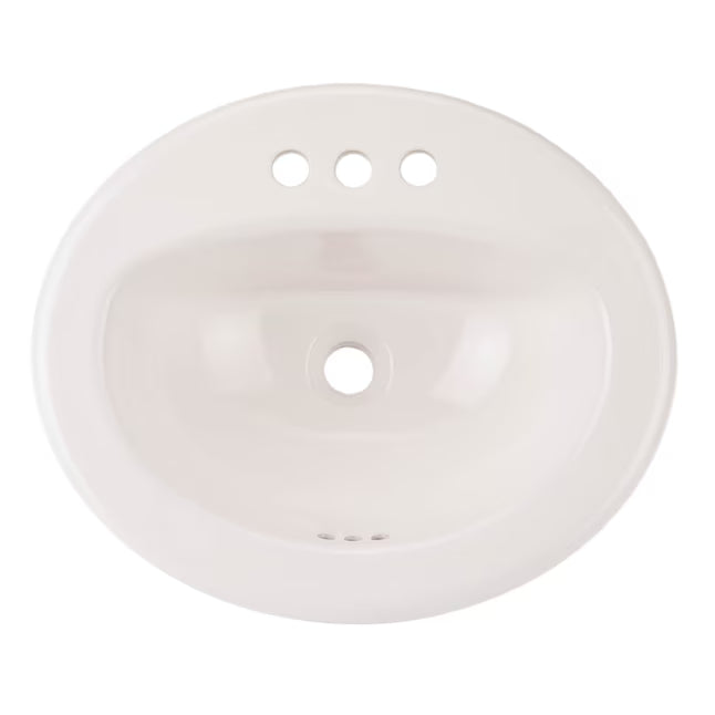 Deep tranquility White Oval Drop-In Bathroom Sink – Classic Countertop Installation