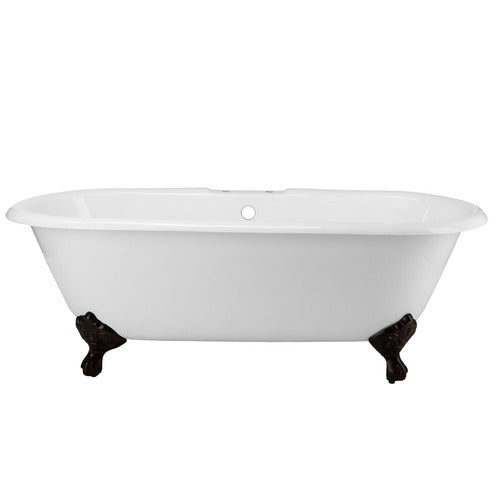 Cambridge Cast Iron Double Ended Clawfoot Tub - Rim Faucet Drillings