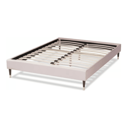 Baxton Studio Volden Light Pink Velvet Upholstered Full Platform Bed Frame