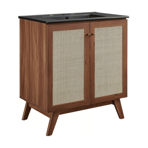 Modway Furniture Soma Walnut Black 30 Inch Bathroom Vanity