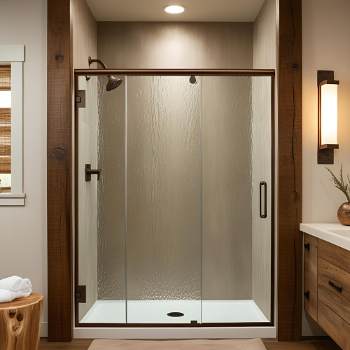Sierra Rain - Frameless Hinged Shower Door – Oil-Rubbed Bronze